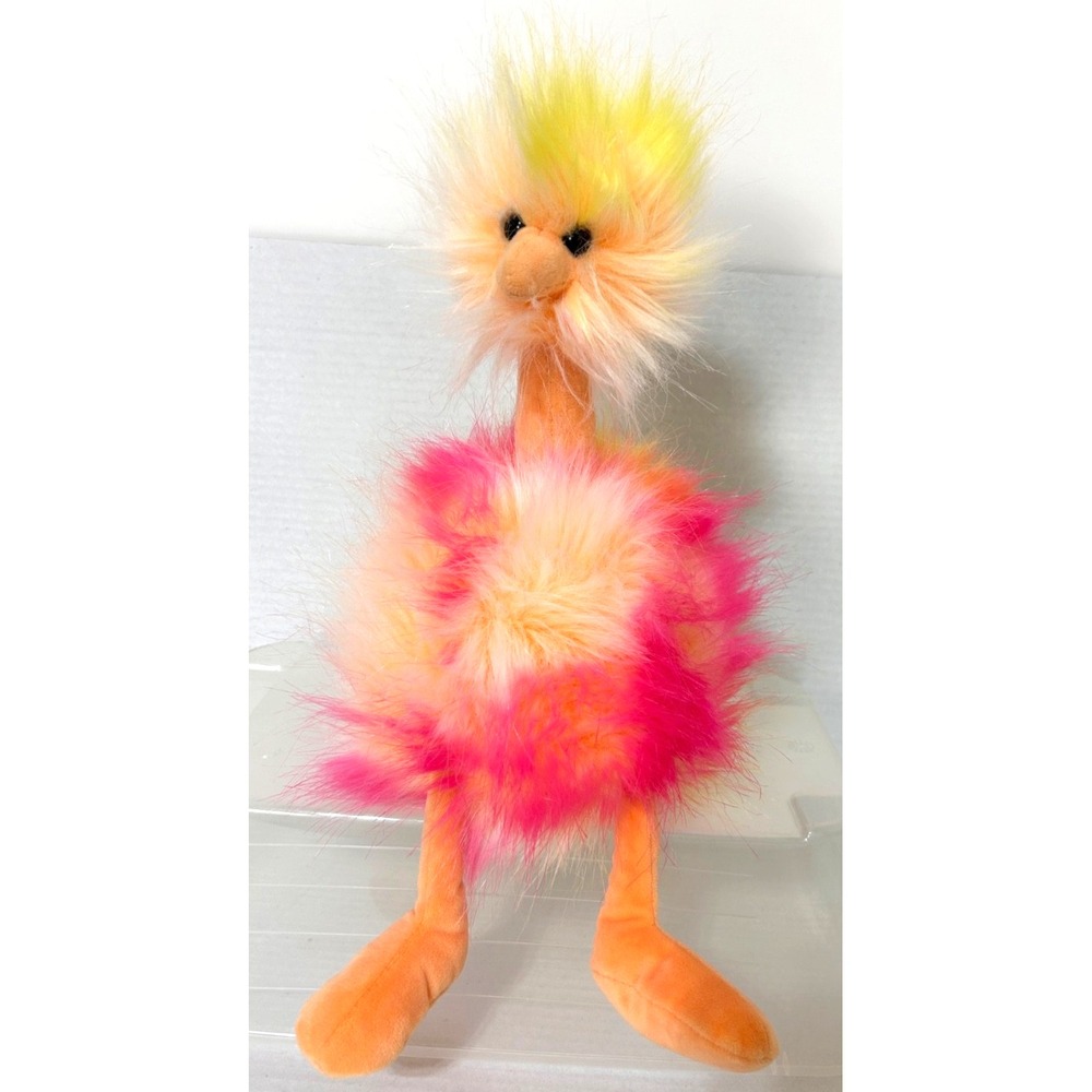 Retired Jellycat London Sorbet Pompom Pom Pom Ostrich Bird Plush 12" Plushie EUC